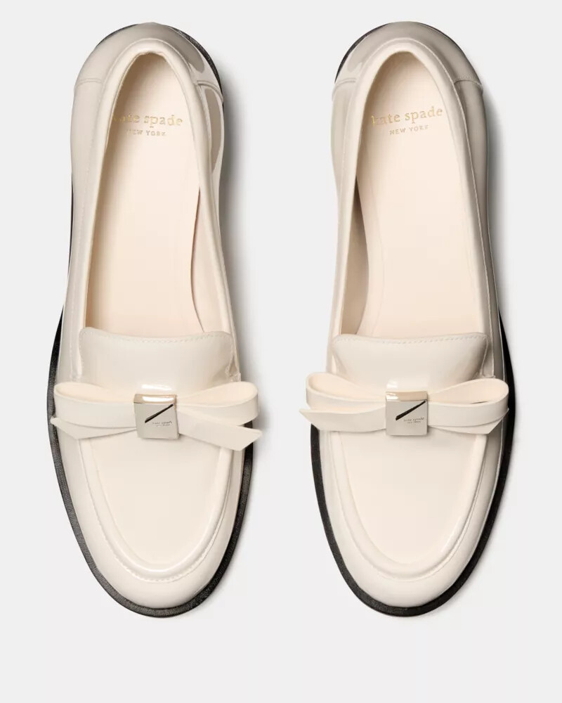 deco bow heeled loafer cashew milk