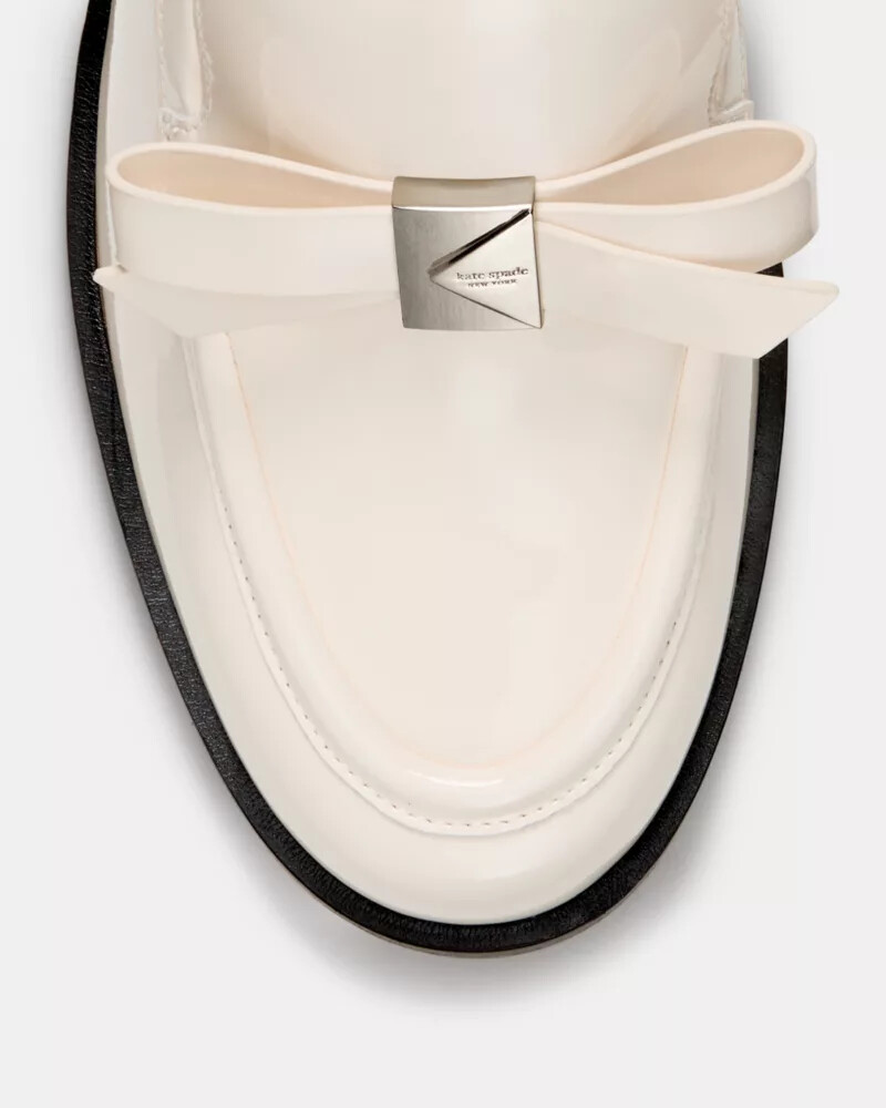 deco bow heeled loafer cashew milk