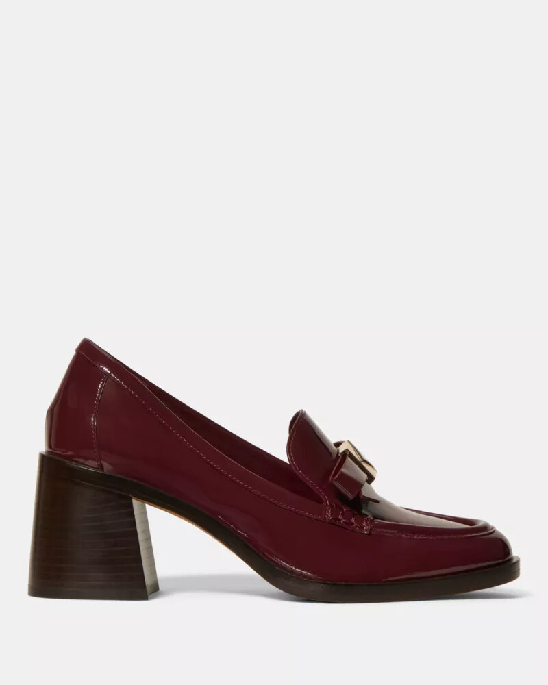deco bow heeled loafer dark merlot