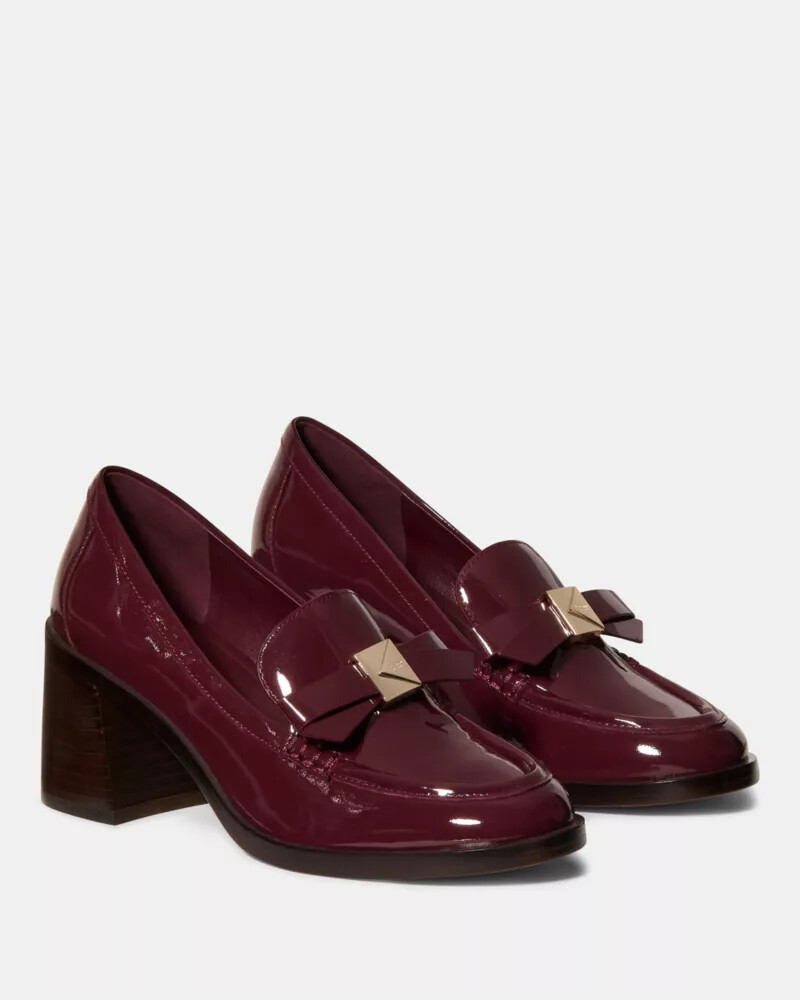 deco bow heeled loafer dark merlot