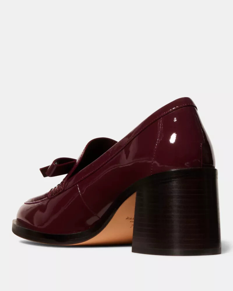 deco bow heeled loafer dark merlot