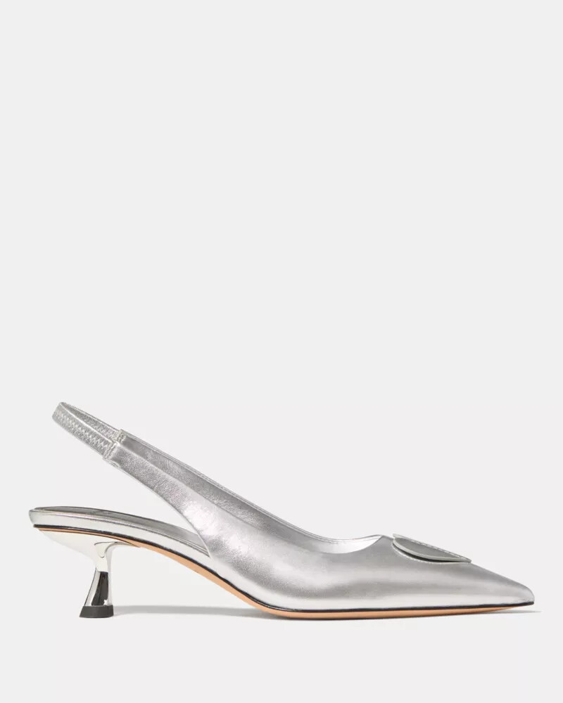 lover metallic slingback kitten heel silver