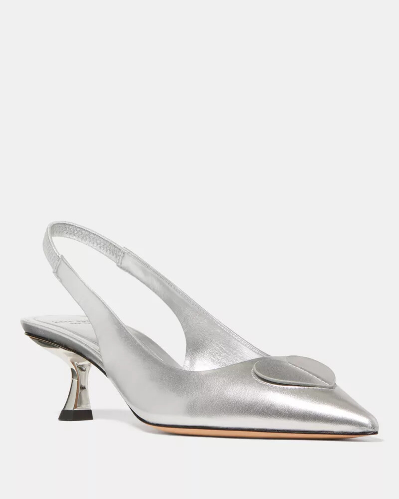 lover metallic slingback kitten heel silver