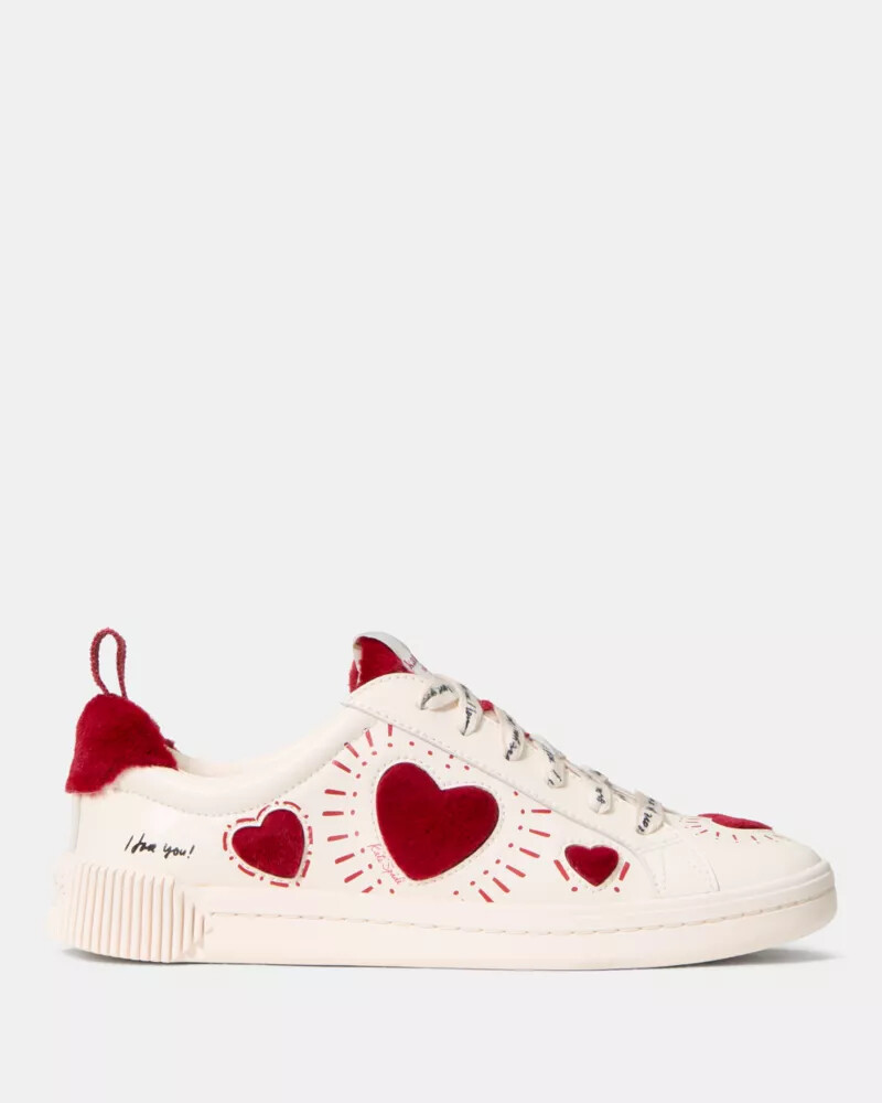 k as in kate hearts court sneaker cream