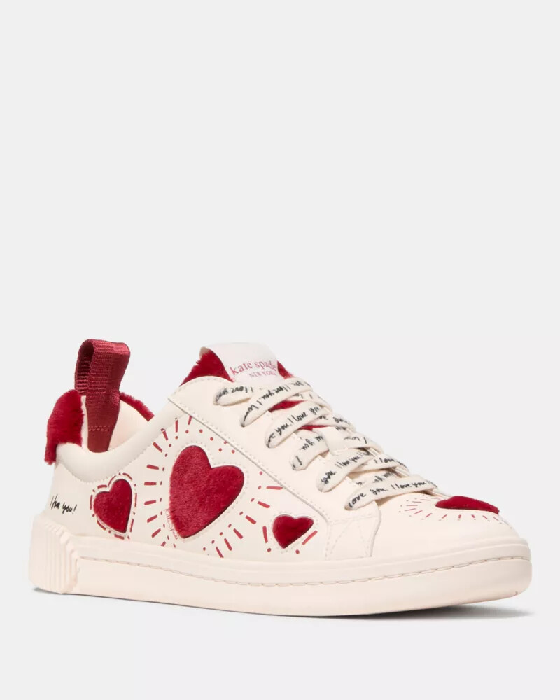 k as in kate hearts court sneaker cream