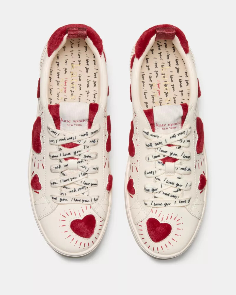 k as in kate hearts court sneaker cream