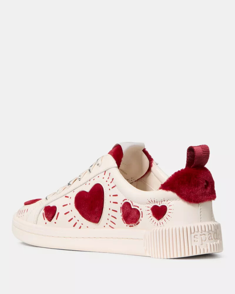 k as in kate hearts court sneaker cream