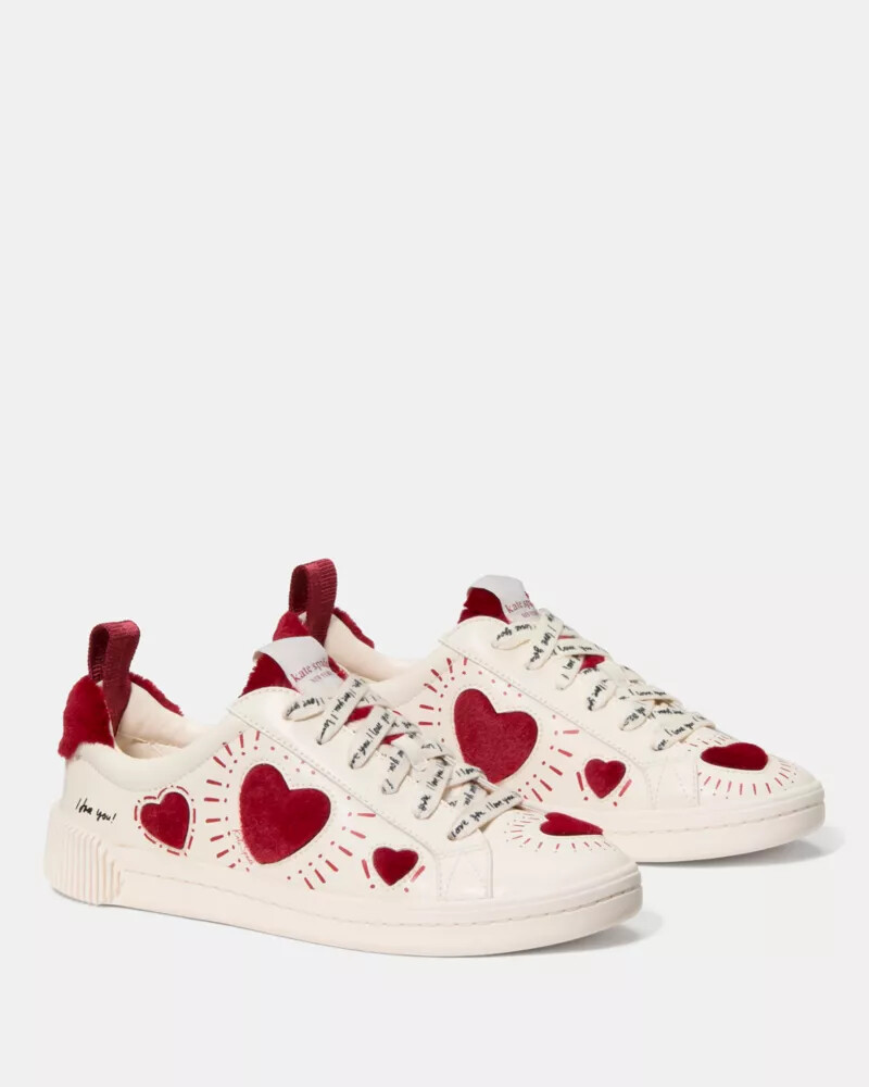 k as in kate hearts court sneaker cream