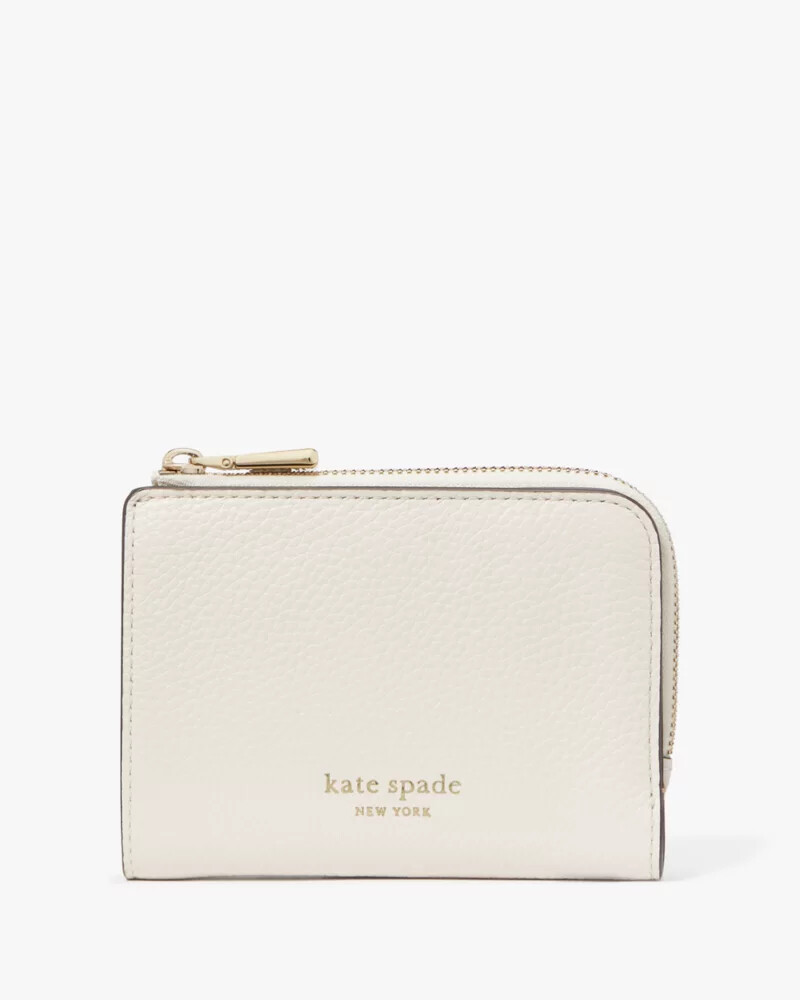 ava colorblocked pebbled leather zip bifold wallet parchment multi