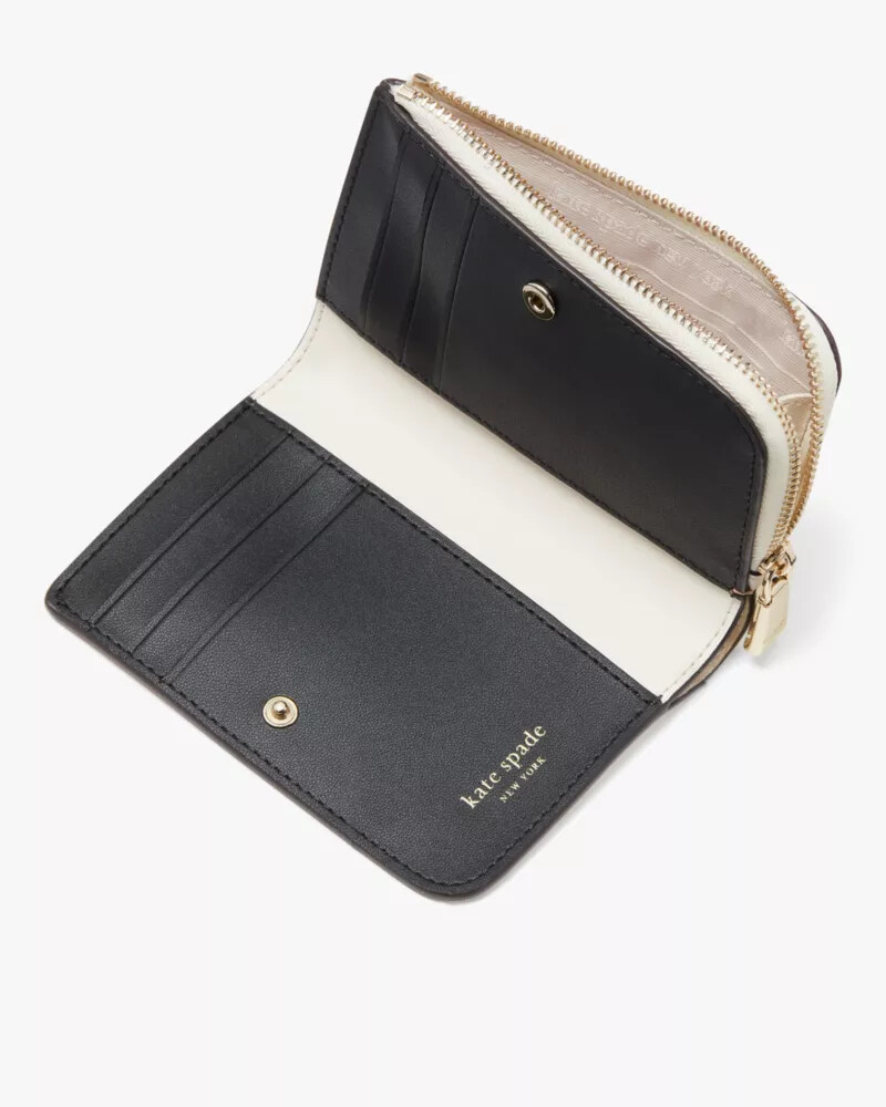 ava colorblocked pebbled leather zip bifold wallet parchment multi