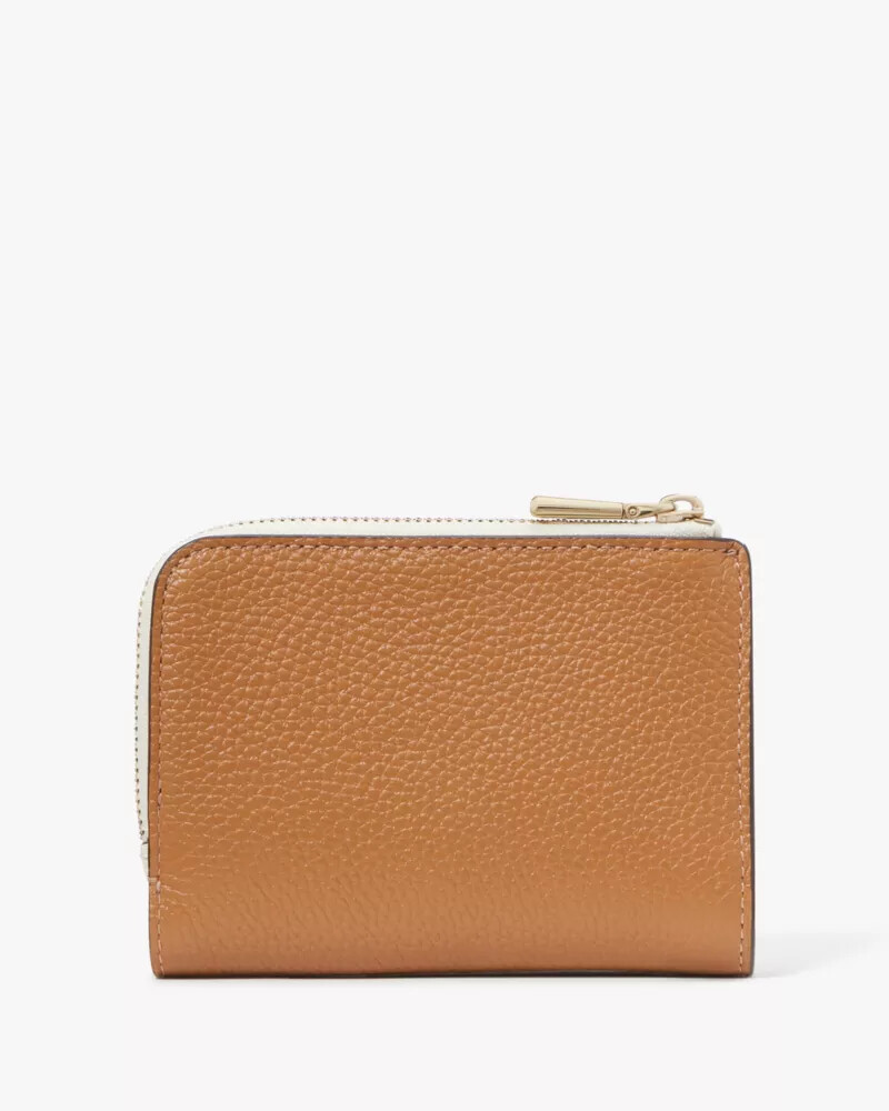 ava colorblocked pebbled leather zip bifold wallet parchment multi