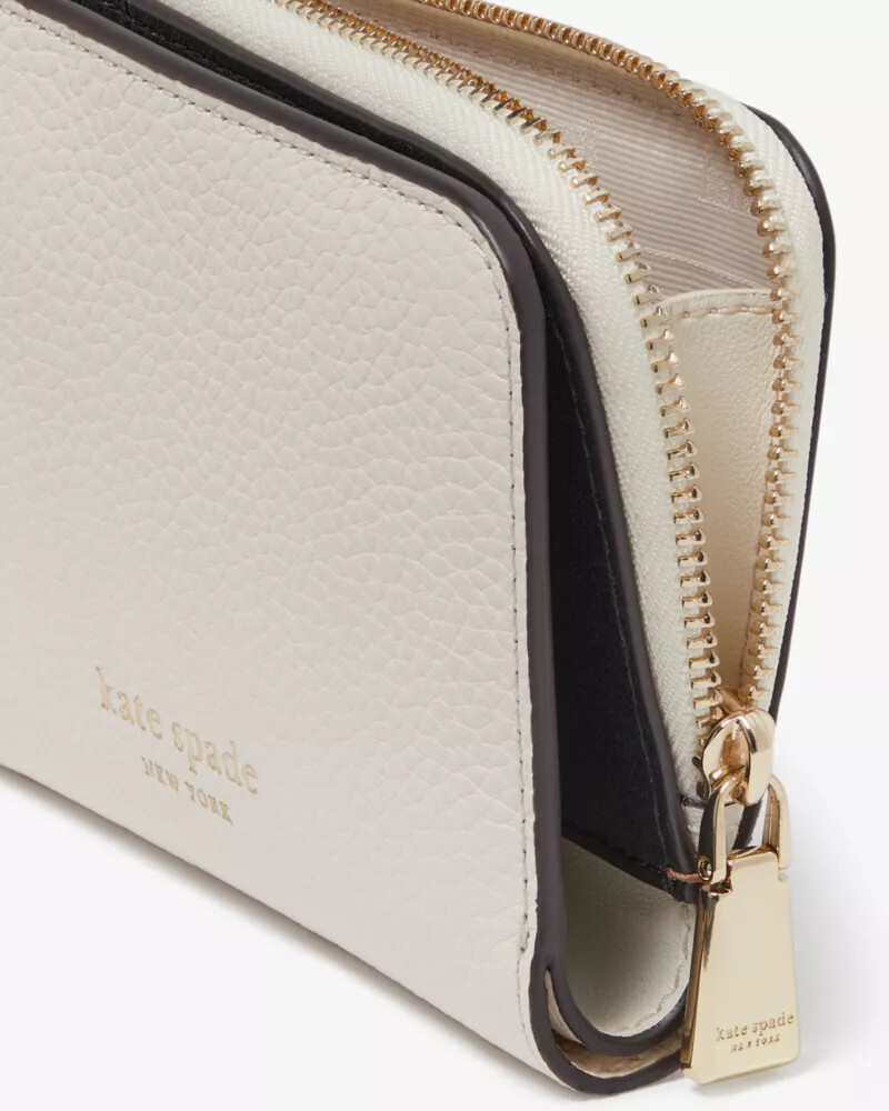 ava colorblocked pebbled leather zip bifold wallet parchment multi