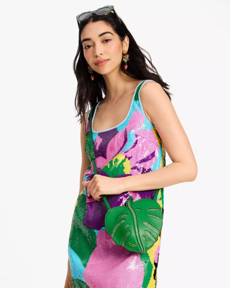 playa 3d leaf crossbody watercress multi