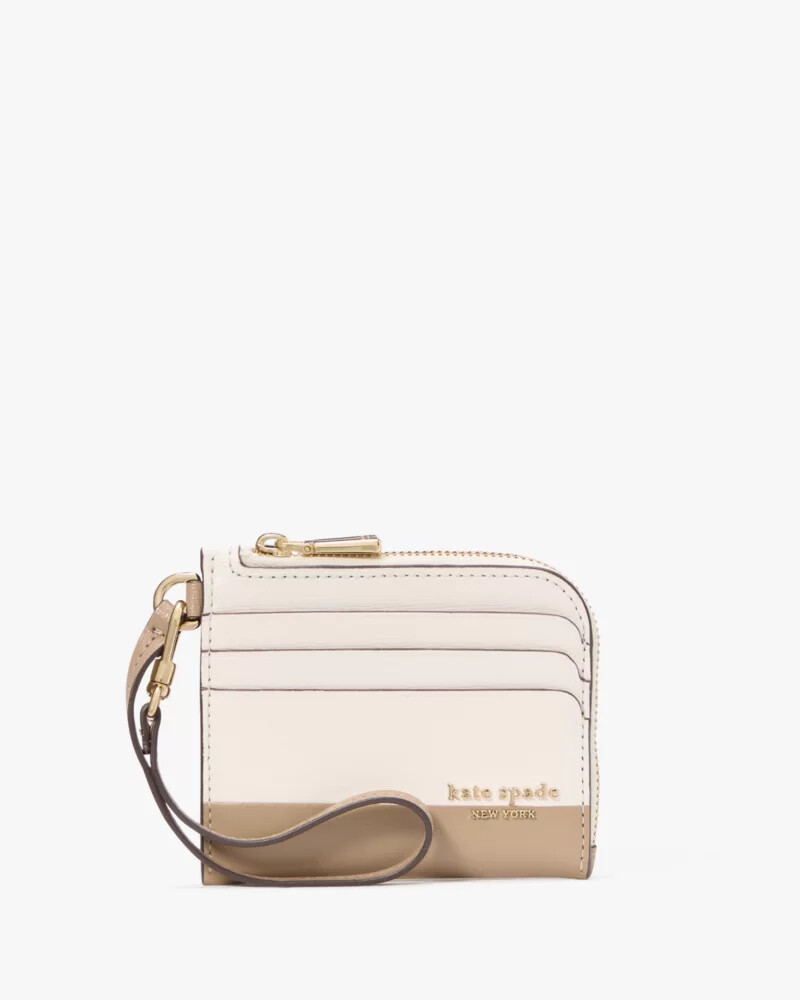 devin colorblocked coin card case wristlet timeless taupe multi