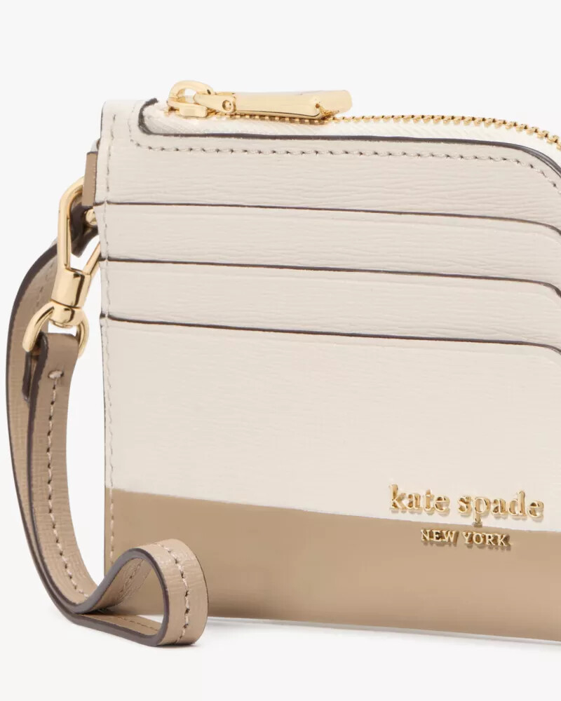 devin colorblocked coin card case wristlet timeless taupe multi