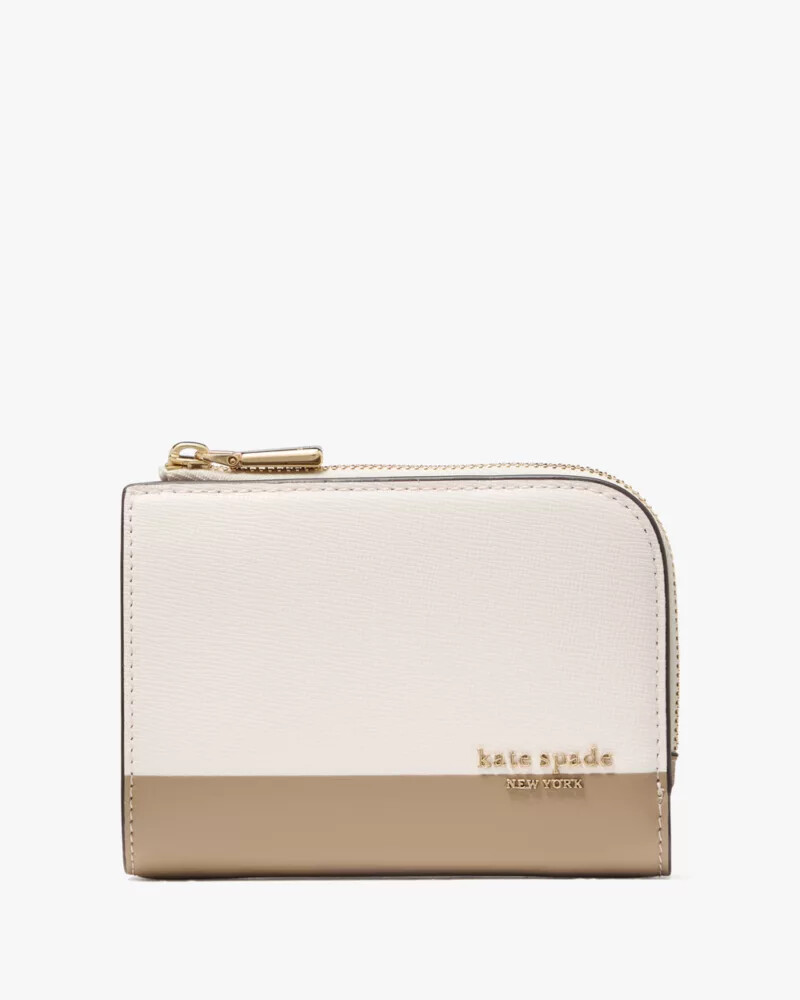 devin colorblocked small compact wallet timeless taupe multi