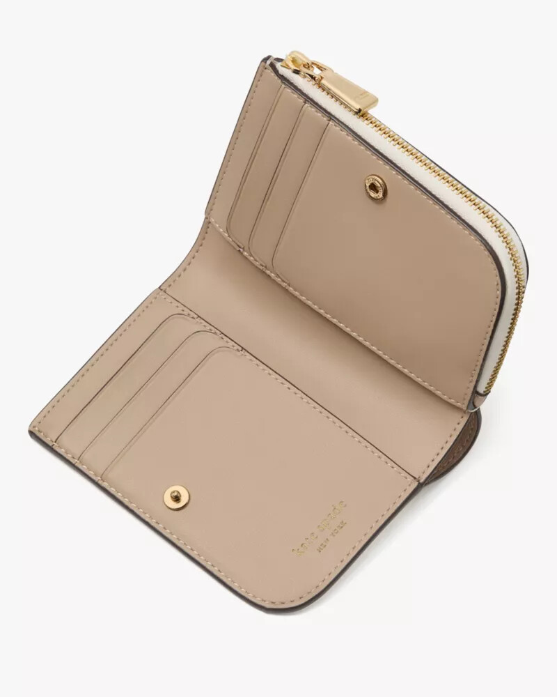 devin colorblocked small compact wallet timeless taupe multi