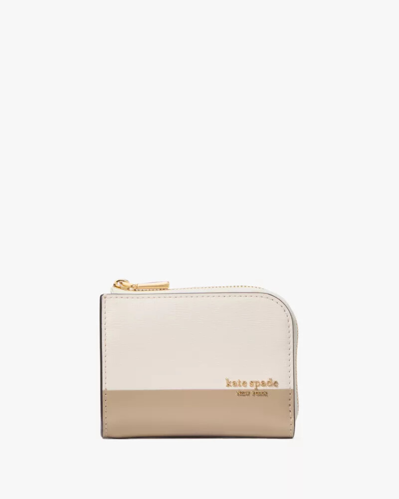 devin colorblocked zip card case timeless taupe multi