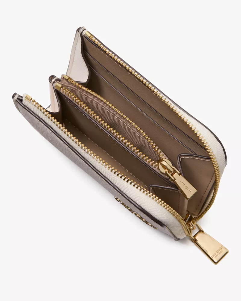 devin colorblocked zip card case timeless taupe multi