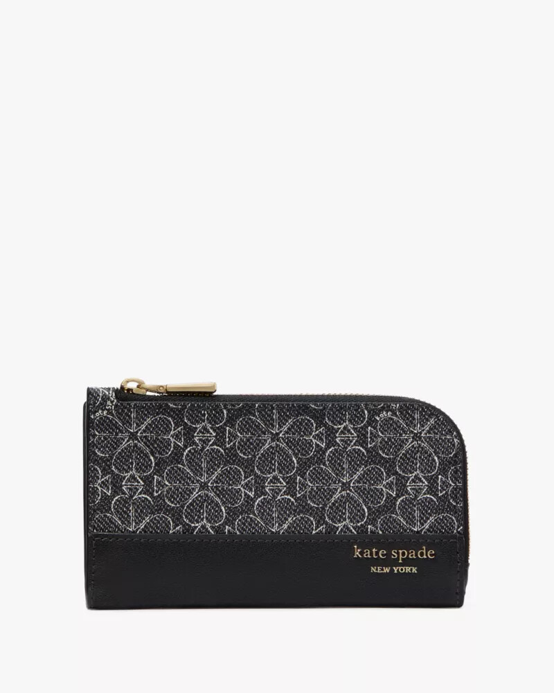 spade flower small slim bifold wallet black multi