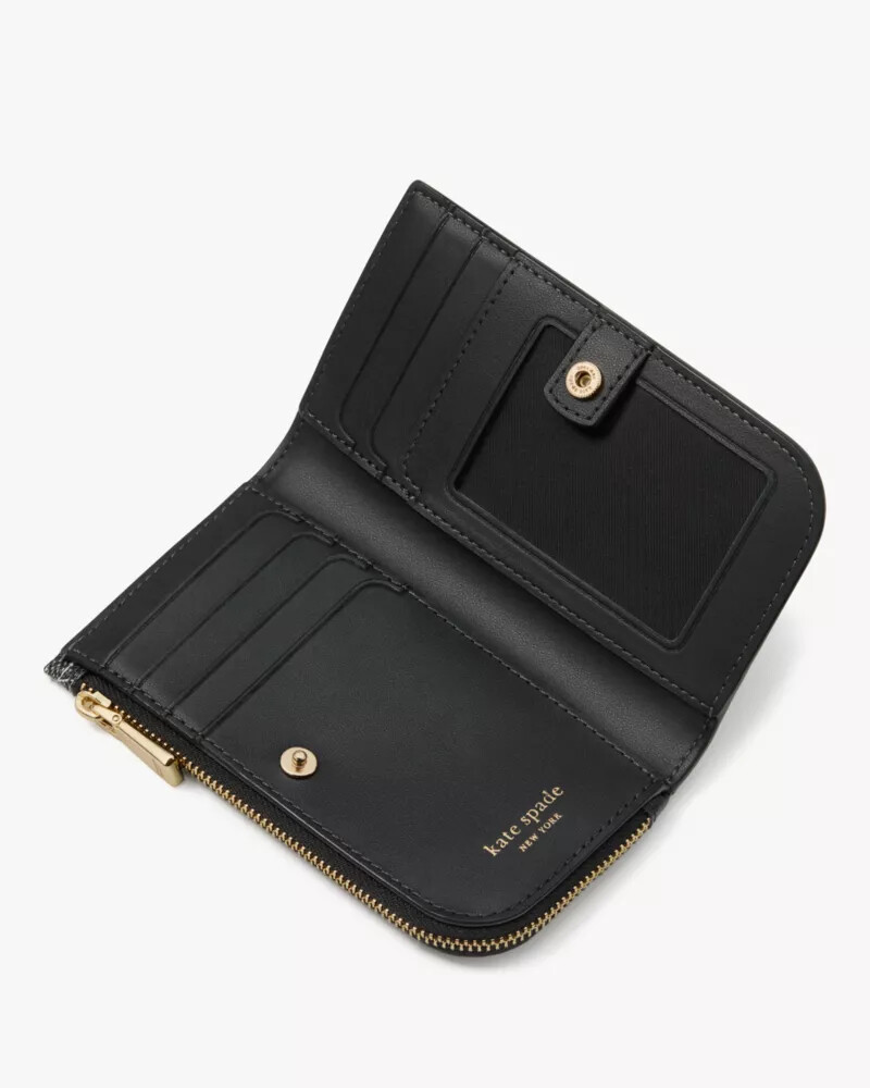 spade flower small slim bifold wallet black multi