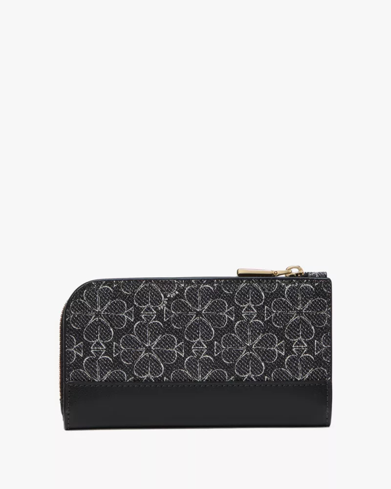 spade flower small slim bifold wallet black multi