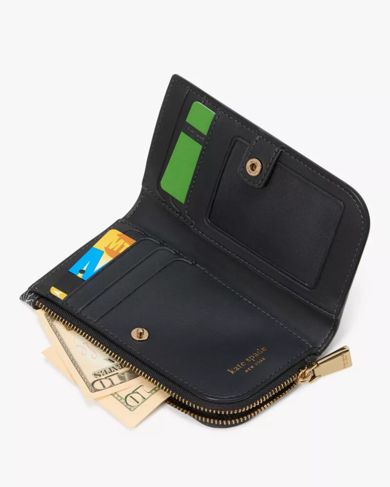 spade flower small slim bifold wallet black multi
