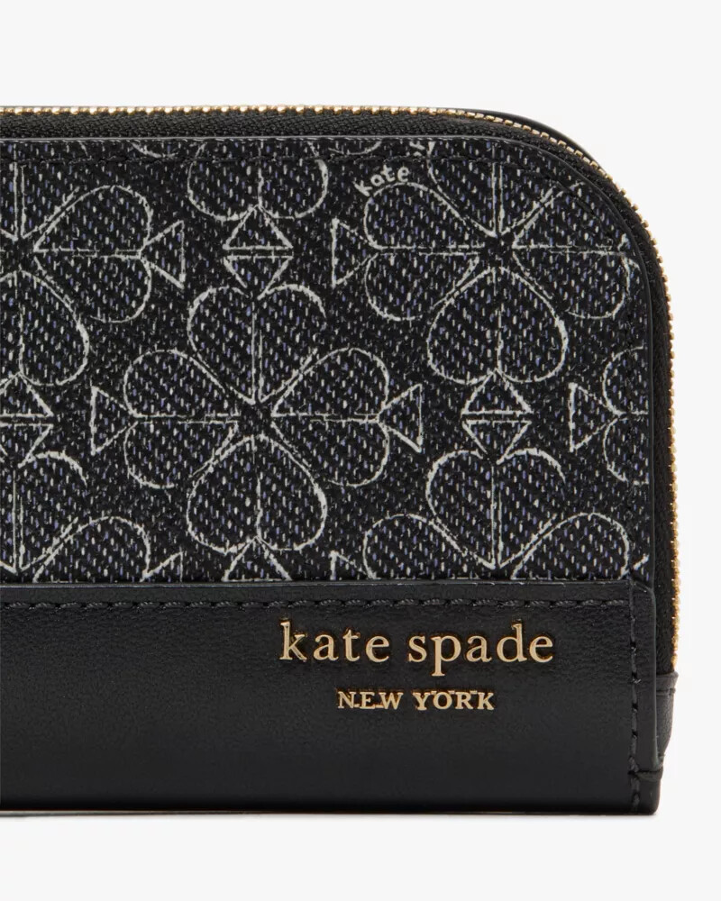 spade flower small slim bifold wallet black multi