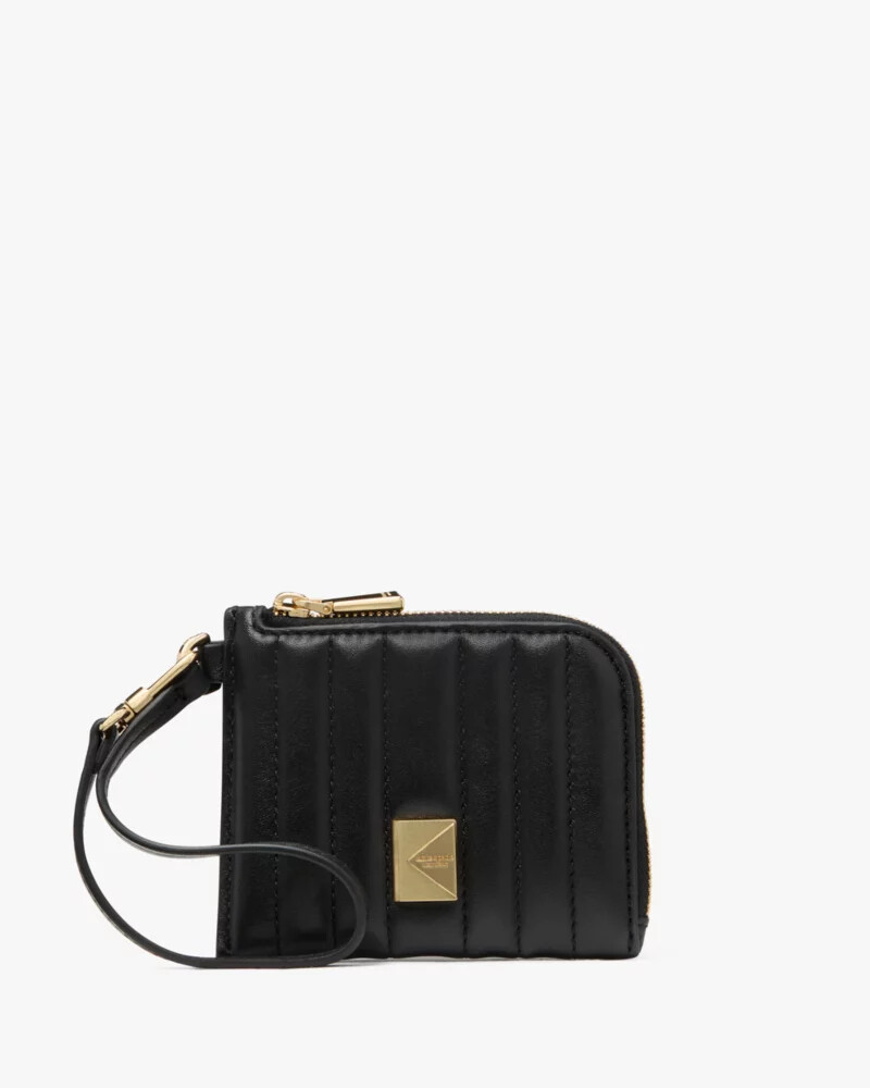 deco quilted card case wristlet black