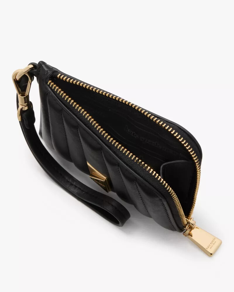 deco quilted card case wristlet black