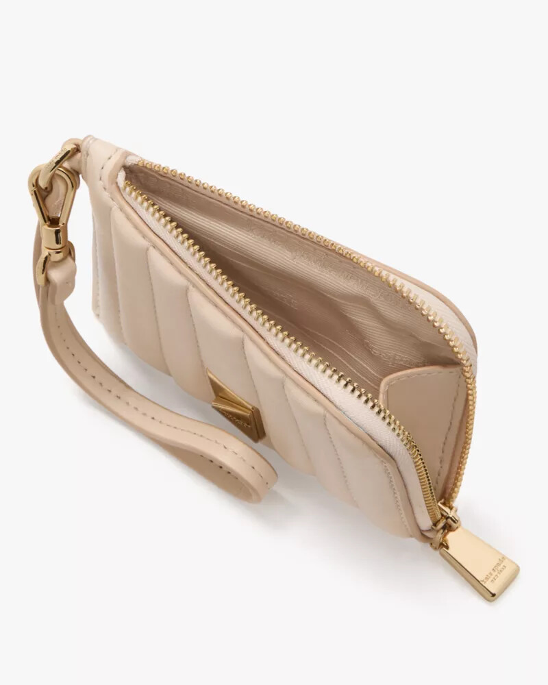 deco quilted card case wristlet milk glass