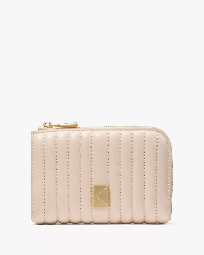 deco quilted compact wallet milk glass
