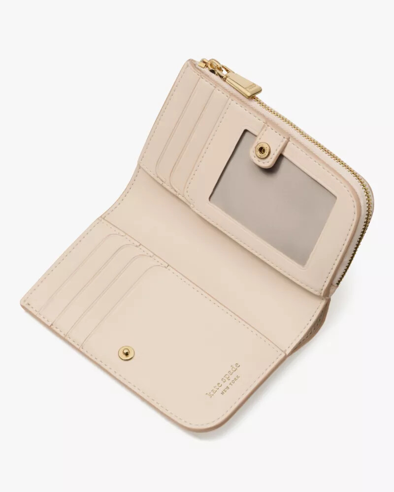 deco quilted compact wallet milk glass