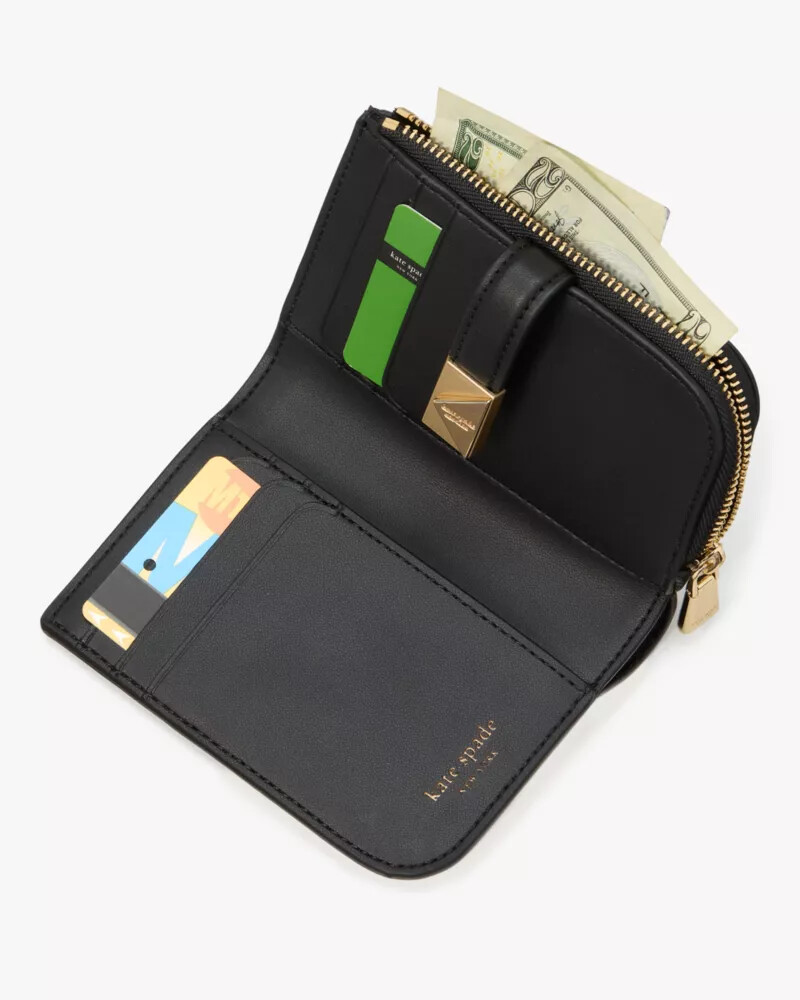 deco small compact wallet black