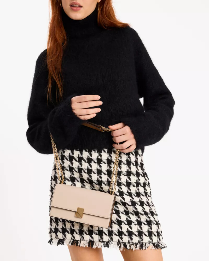 deco colorblocked mini flap chain crossbody milk glass multi