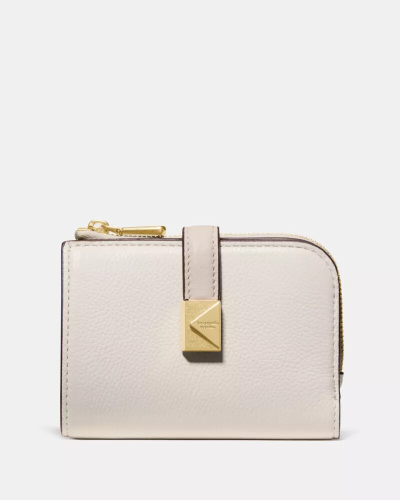 deco colorblocked small compact wallet cashew milk multi