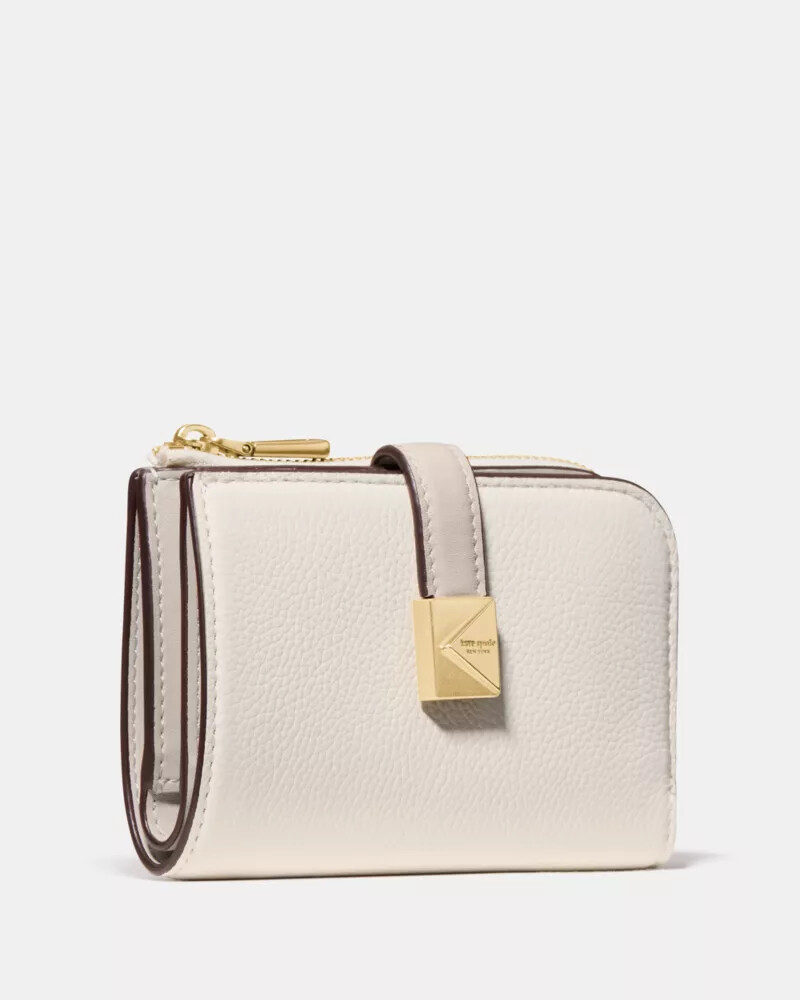 deco colorblocked small compact wallet cashew milk multi