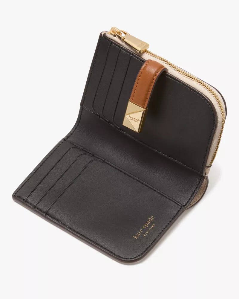 deco colorblocked small compact wallet milk glass multi