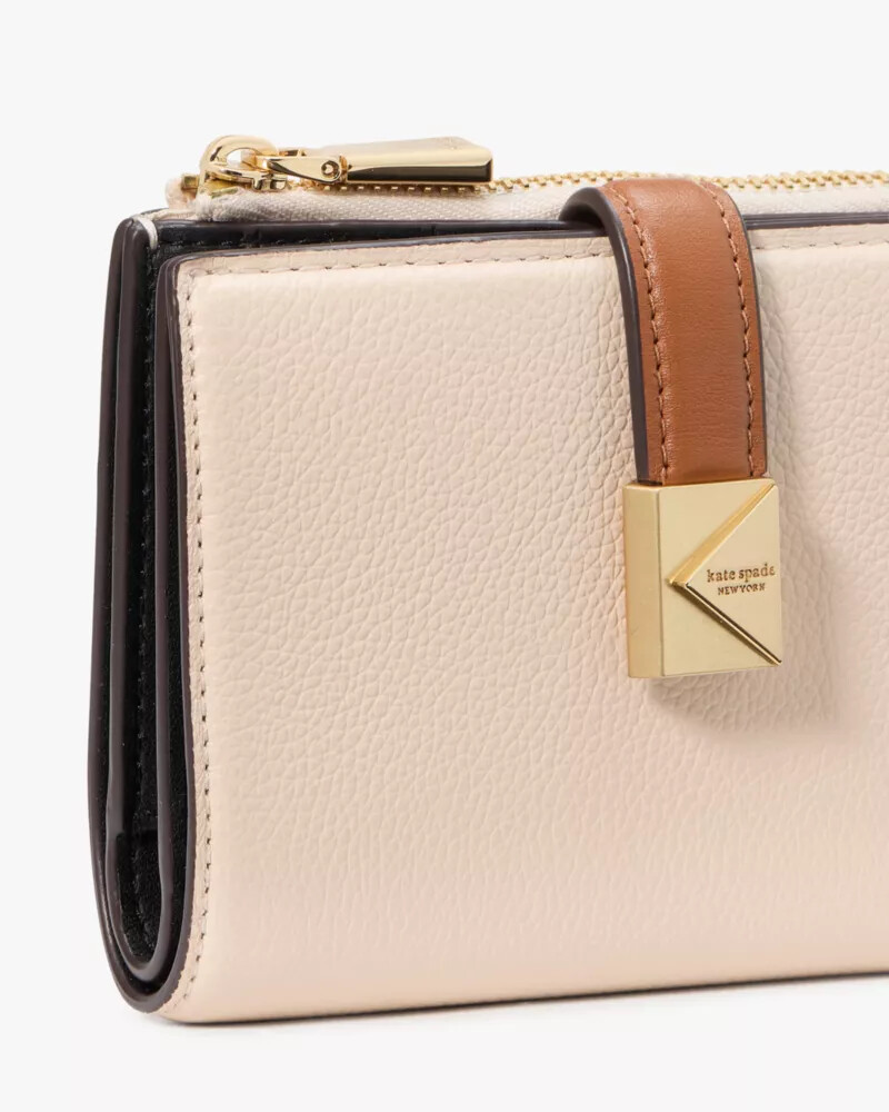 deco colorblocked small compact wallet milk glass multi