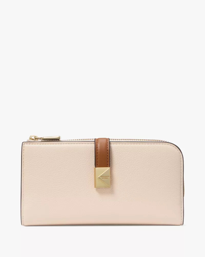 deco colorblocked zip slim wallet milk glass multi