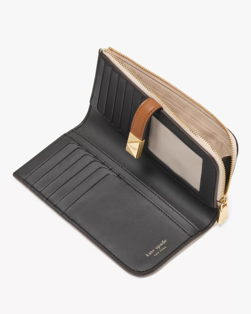 deco colorblocked zip slim wallet milk glass multi
