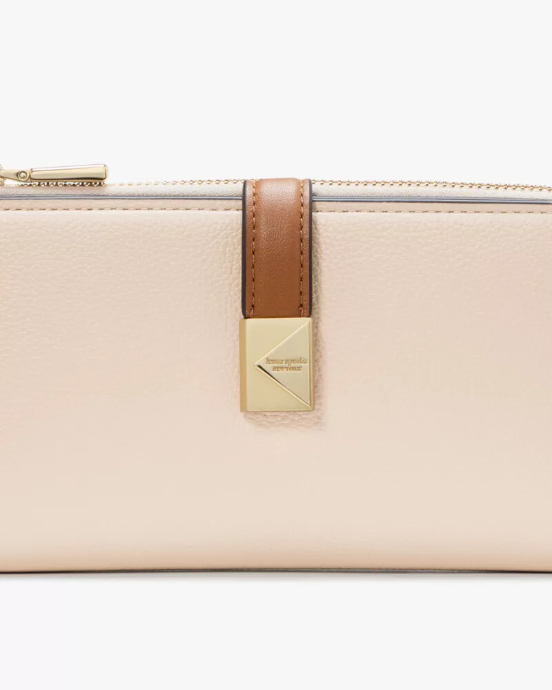 deco colorblocked zip slim wallet milk glass multi