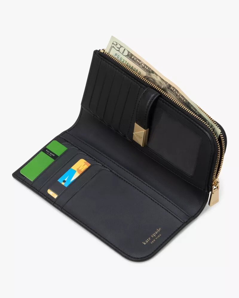 deco colorblocked zip slim wallet milk glass multi