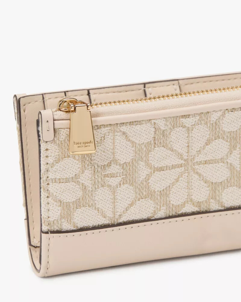 devin spade flower jacquard bifold wallet natural multi