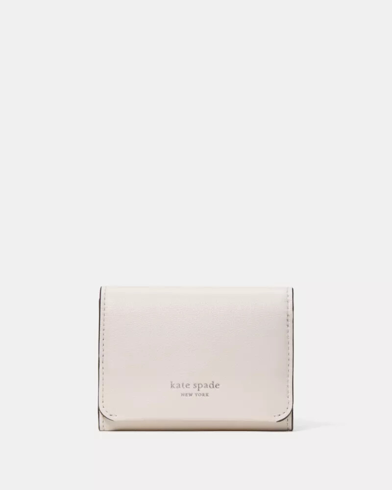 halo card case trifold wallet cream