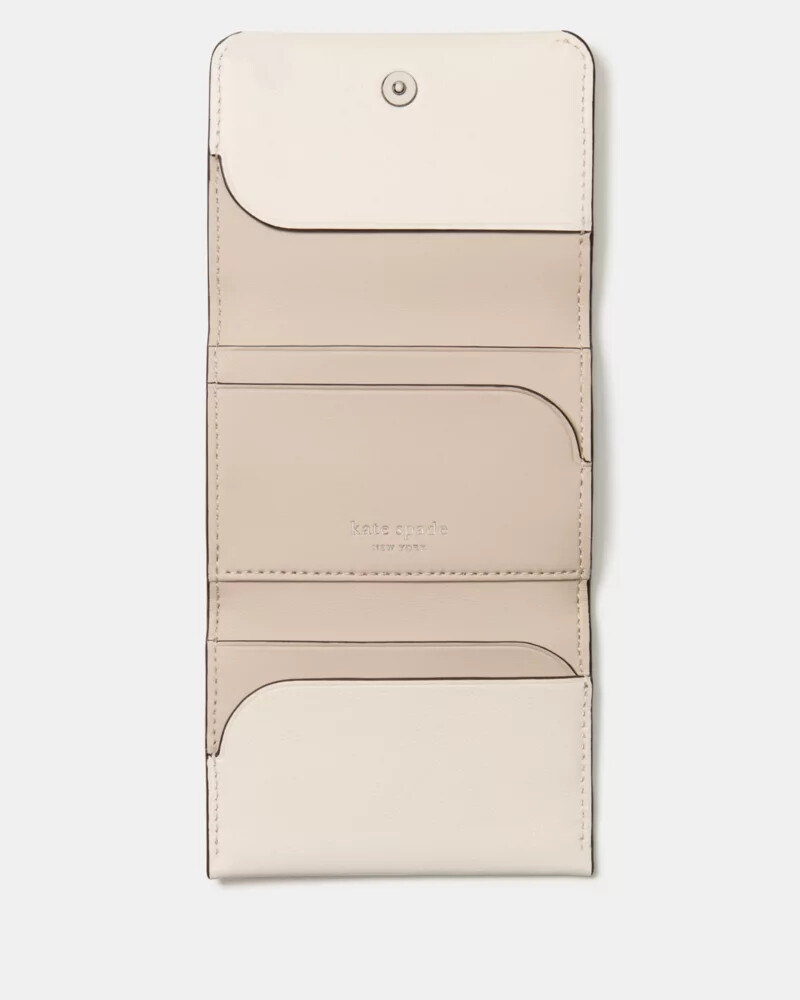 halo card case trifold wallet cream