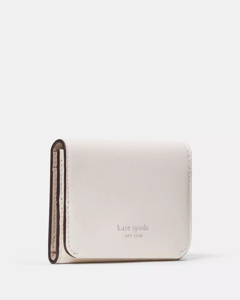 halo card case trifold wallet cream