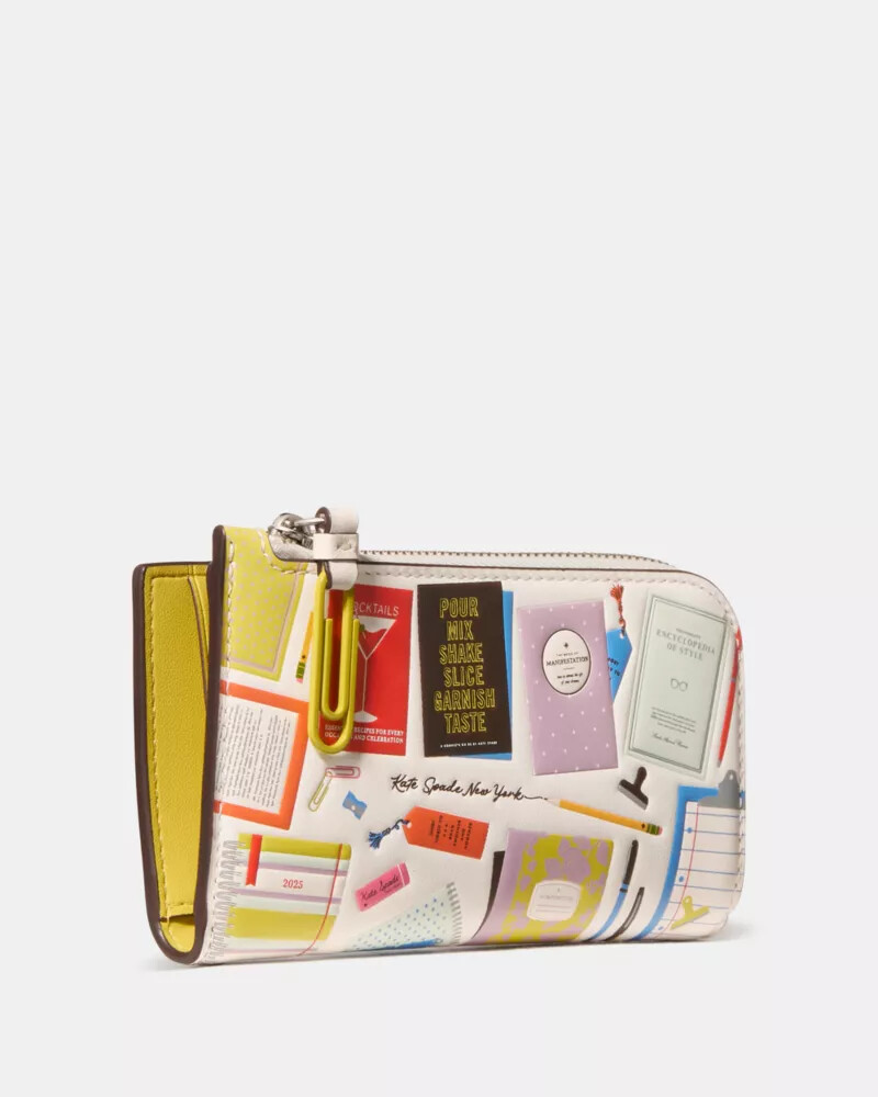 page turner small bifold wallet cream multi