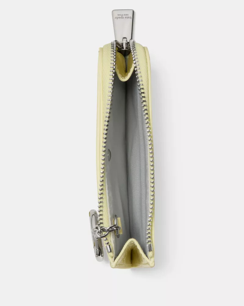 crinkle patent mini zip card case pale citron
