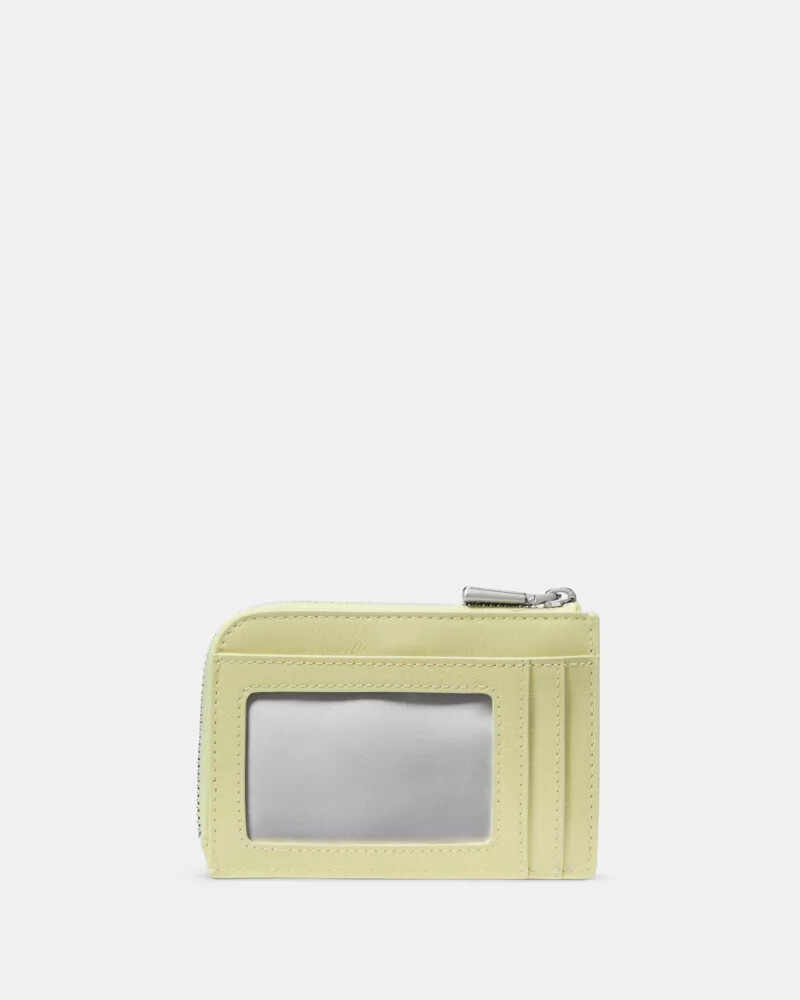 crinkle patent mini zip card case pale citron